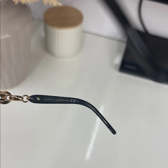 Gucci Gold and Black Chain Sunglasses